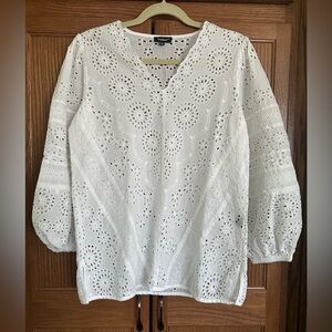 Tolani White Eyelet Top